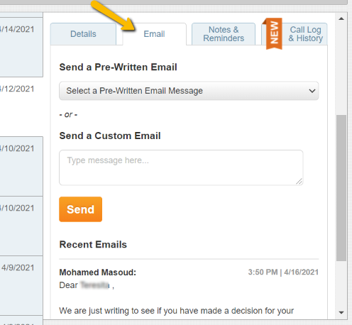 You can create and send messages for the homeowner from this dashboard