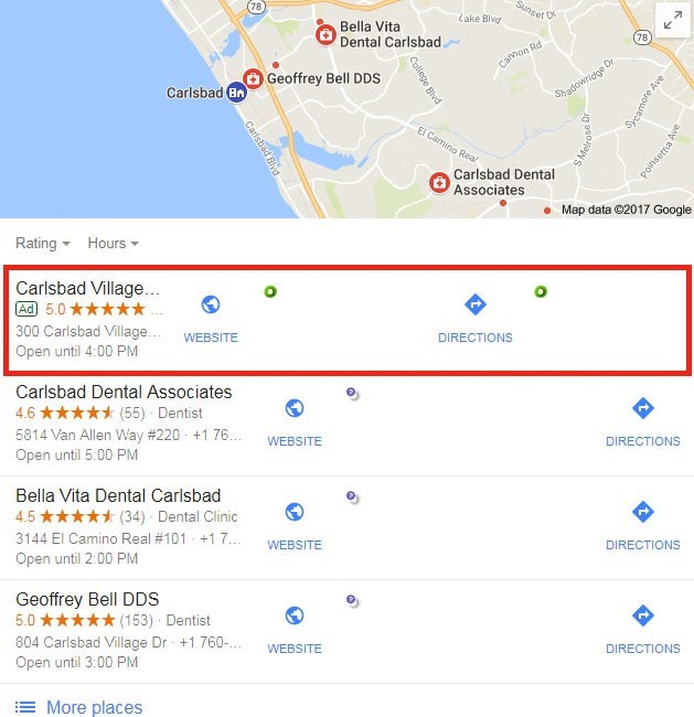 Google Local Pack Results